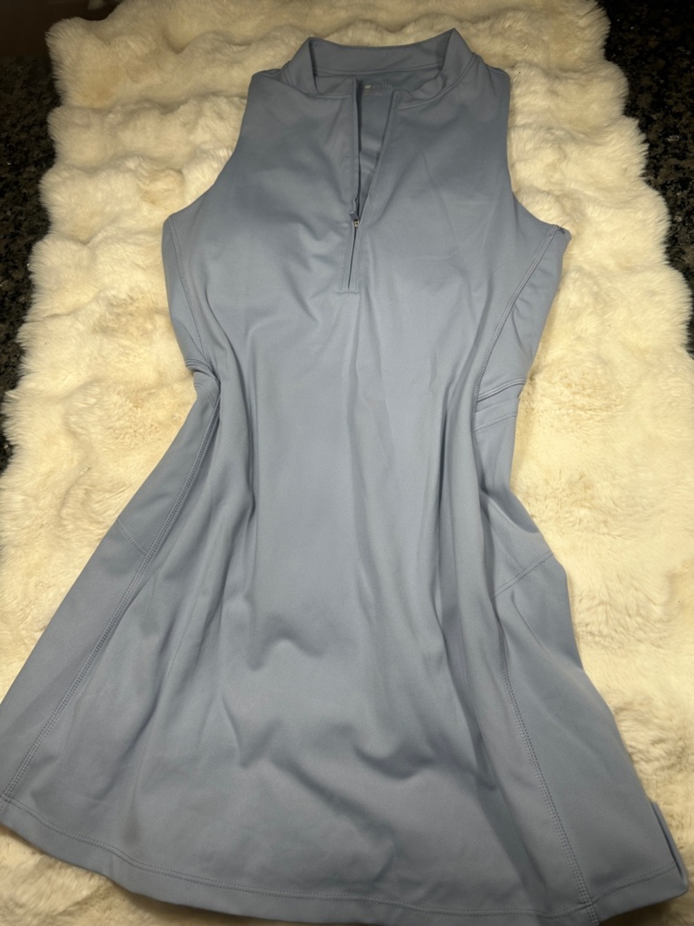 Zella Sleeveless Zip-Front A-Line Mini Dress - Light Blue